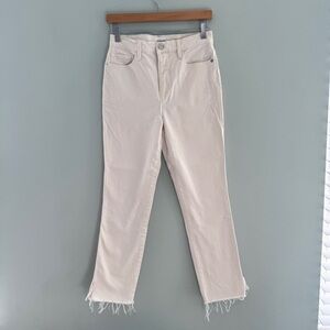 Frame Le Sylvie Slender Straight Fray Split Hem Jeans Ivory Off White